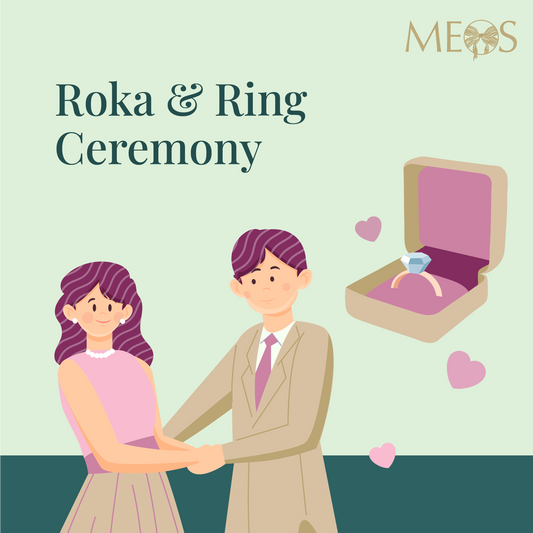 Roka and Ring Ceremony - A couple performing a traditional ritual surrounded by loved ones.