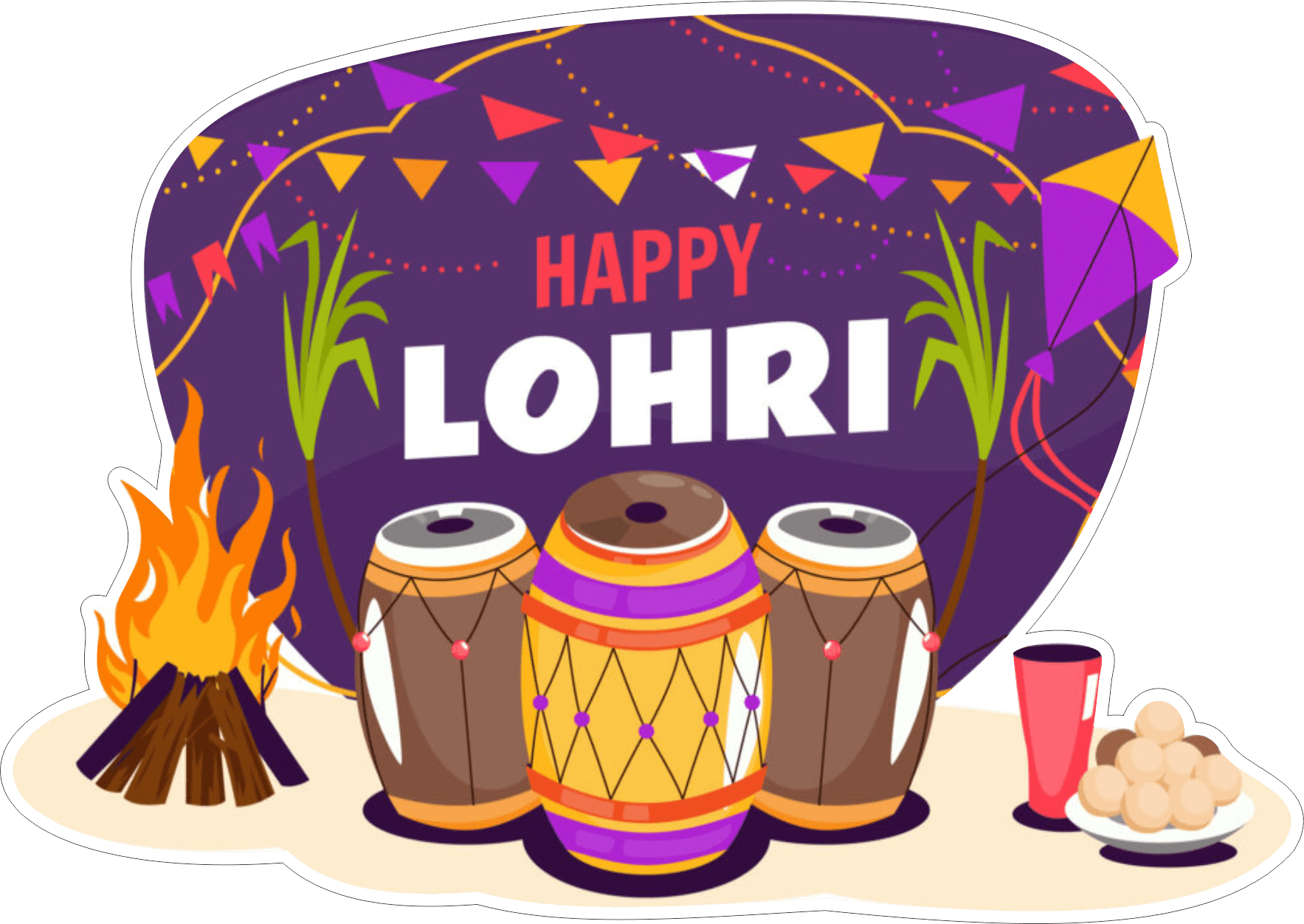 Happy Lohri Motives | Set of 10pcs