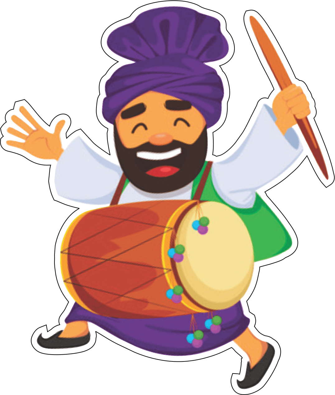 Man Dancing with Dhol | Set of 10pcs